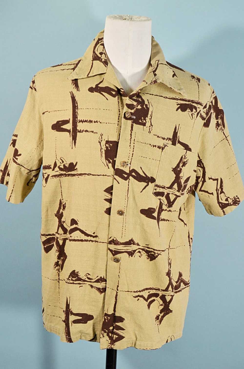 Vintage 60s Surfer Girls Hawaiian Aloha Shirt, Si… - image 1