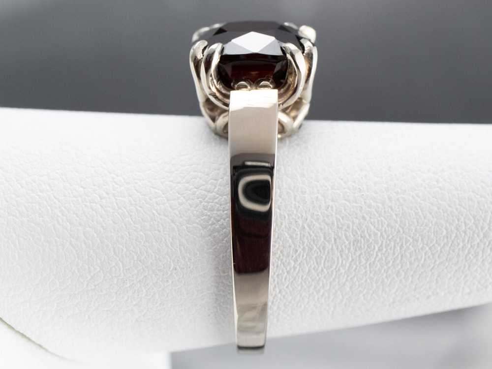 Cushion Cut Garnet White Gold Solitaire Ring - image 9