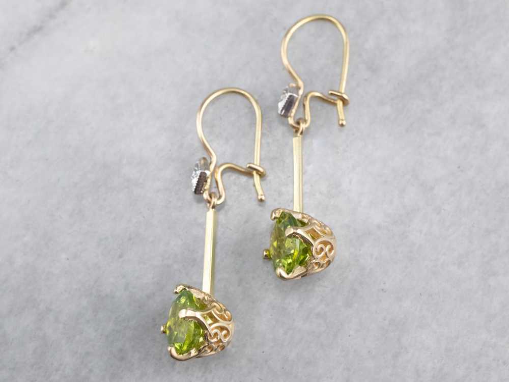 Peridot and Diamond Drop Earrings - image 4