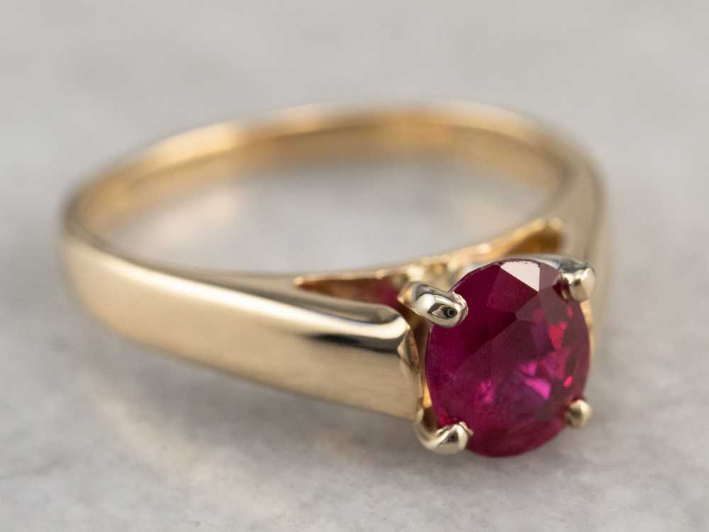 Raspberry Ruby Solitaire Ring - image 2