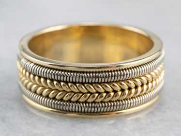 Heavy 18K Two Tone Gold Braided Band - image 1