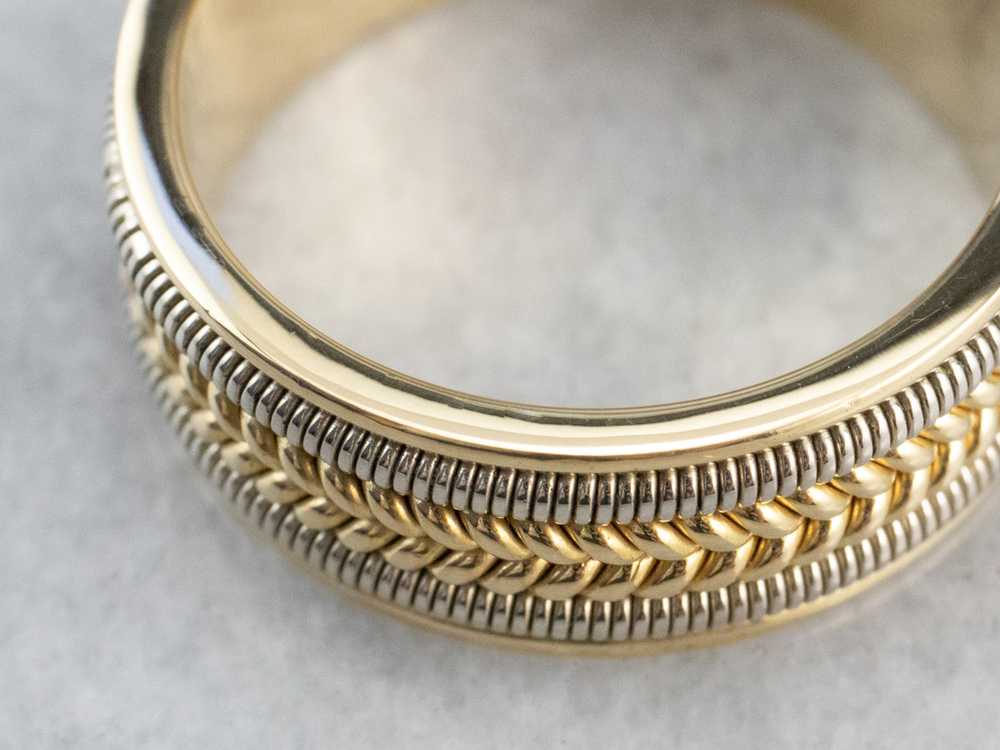 Heavy 18K Two Tone Gold Braided Band - image 3