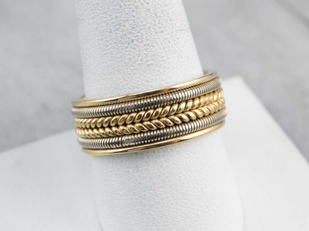Heavy 18K Two Tone Gold Braided Band - image 7