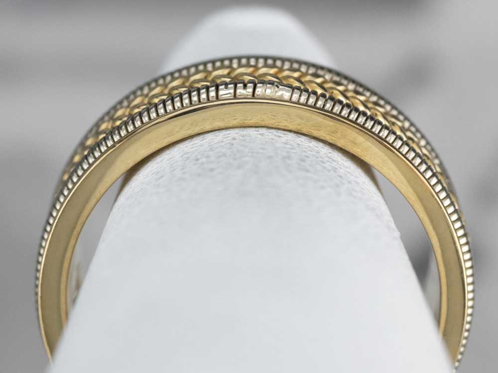 Heavy 18K Two Tone Gold Braided Band - image 8