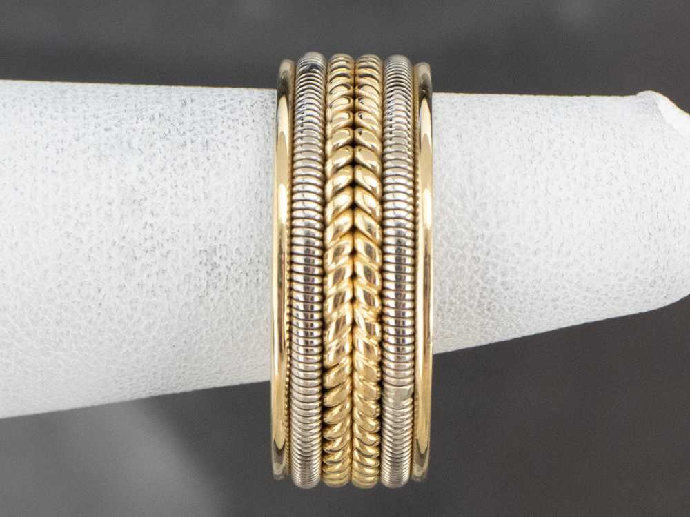 Heavy 18K Two Tone Gold Braided Band - image 9