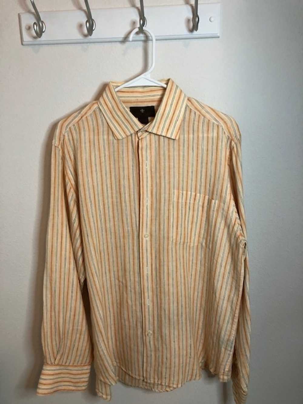 Toscano Striped Long Sleeve Button Down Shirt - image 1