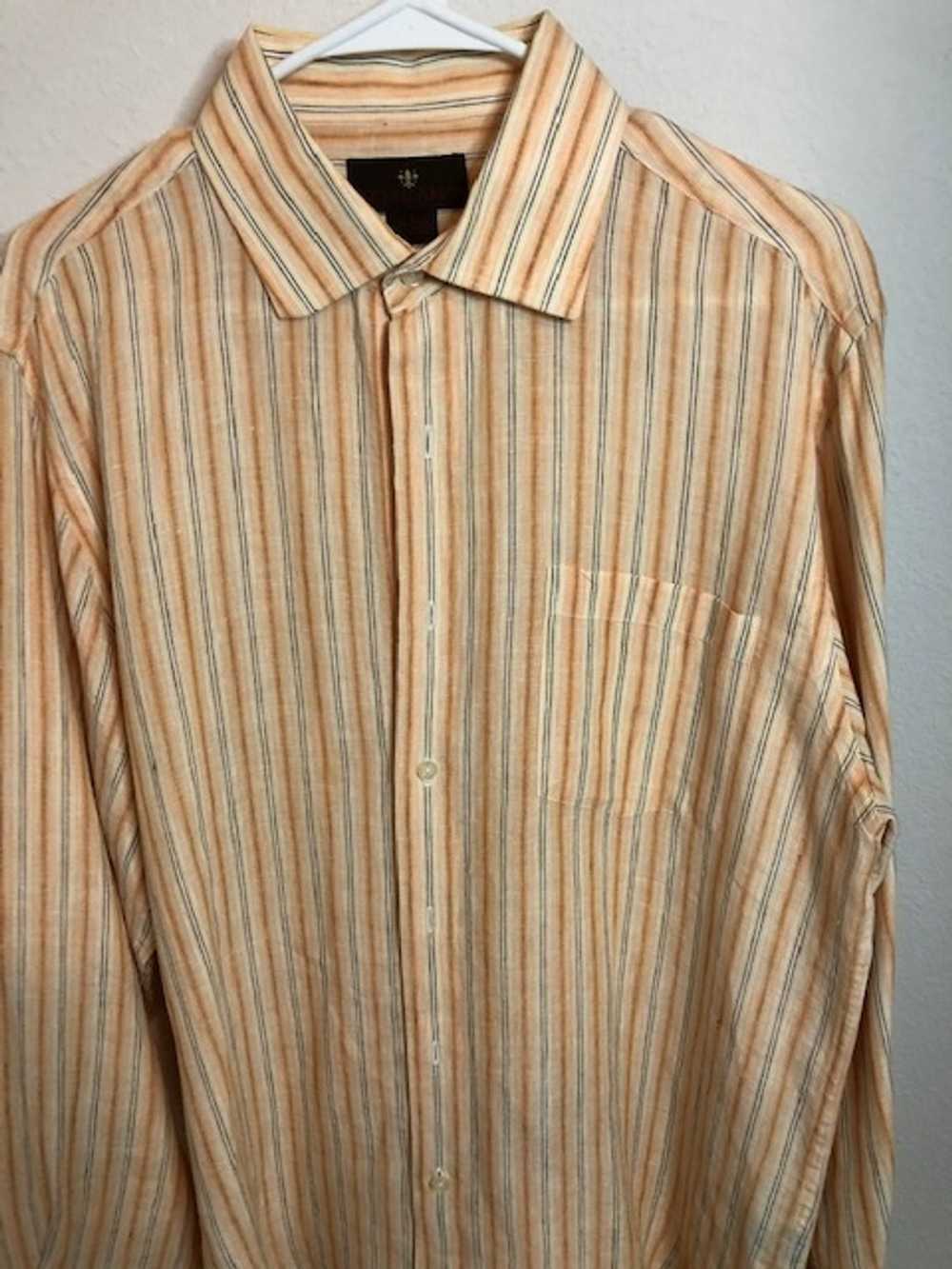 Toscano Striped Long Sleeve Button Down Shirt - image 2