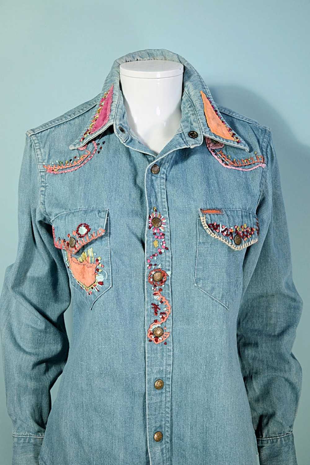 OOAK Vintage 60s70s Embroidered Patchwork Hippie … - image 9
