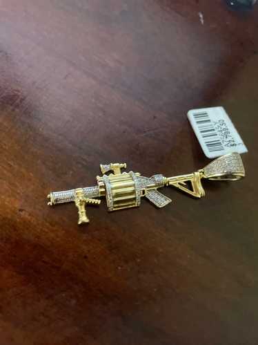 Gold Submachine Gun 10k REAL SOLID GOLD REAL DIAMO