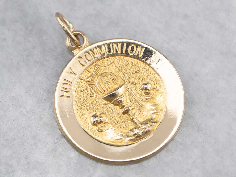 Gold Holy Communion Medallion - image 1
