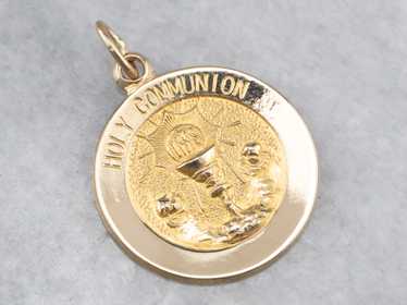 Gold Holy Communion Medallion - image 1