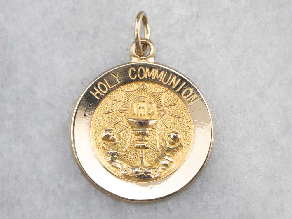 Gold Holy Communion Medallion - image 2