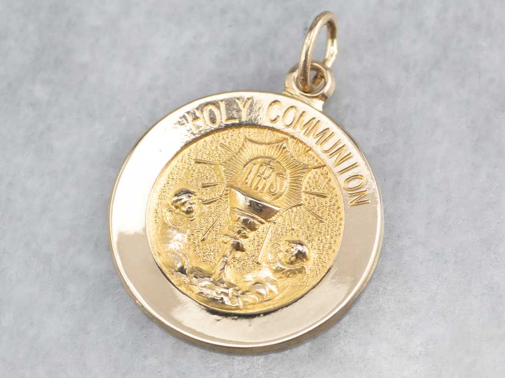 Gold Holy Communion Medallion - image 3