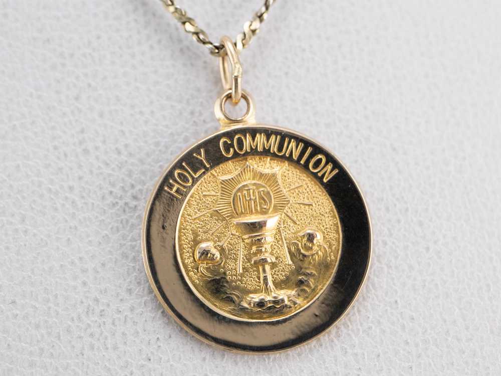 Gold Holy Communion Medallion - image 8