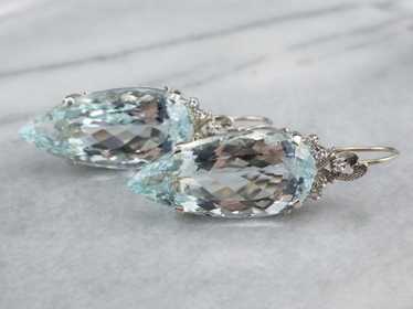 Bold Aquamarine and Diamond Drop Earrings - image 1