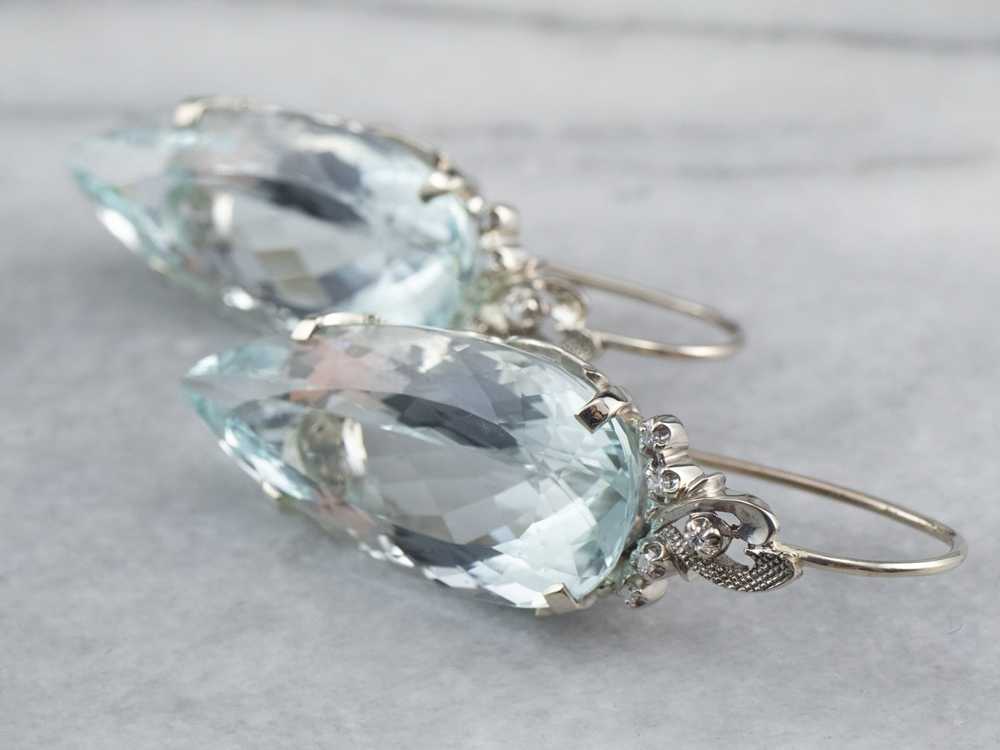Bold Aquamarine and Diamond Drop Earrings - image 3