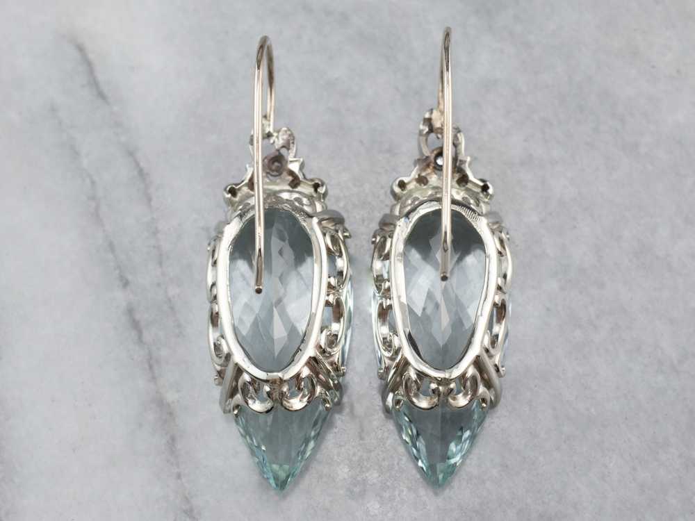Bold Aquamarine and Diamond Drop Earrings - image 4