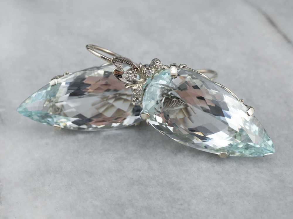 Bold Aquamarine and Diamond Drop Earrings - image 5