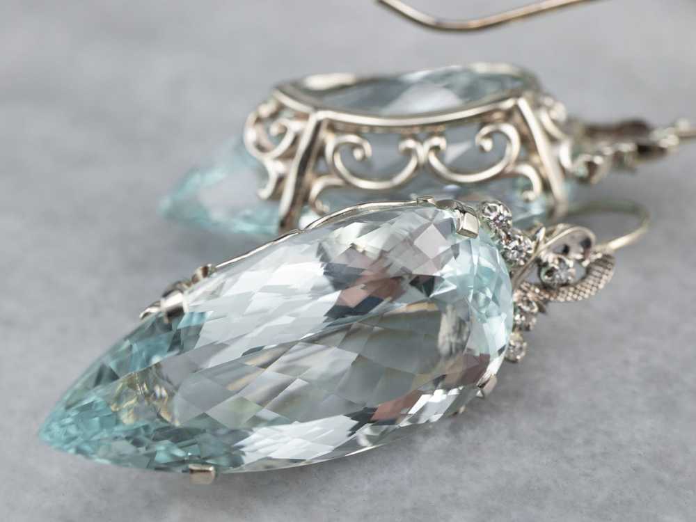 Bold Aquamarine and Diamond Drop Earrings - image 6