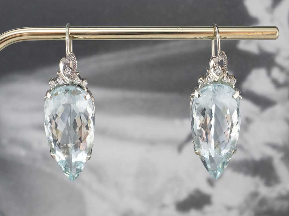 Bold Aquamarine and Diamond Drop Earrings - image 7