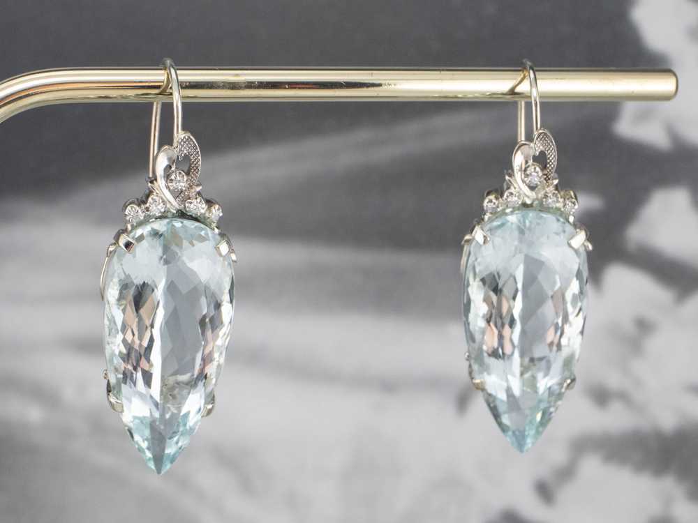 Bold Aquamarine and Diamond Drop Earrings - image 8
