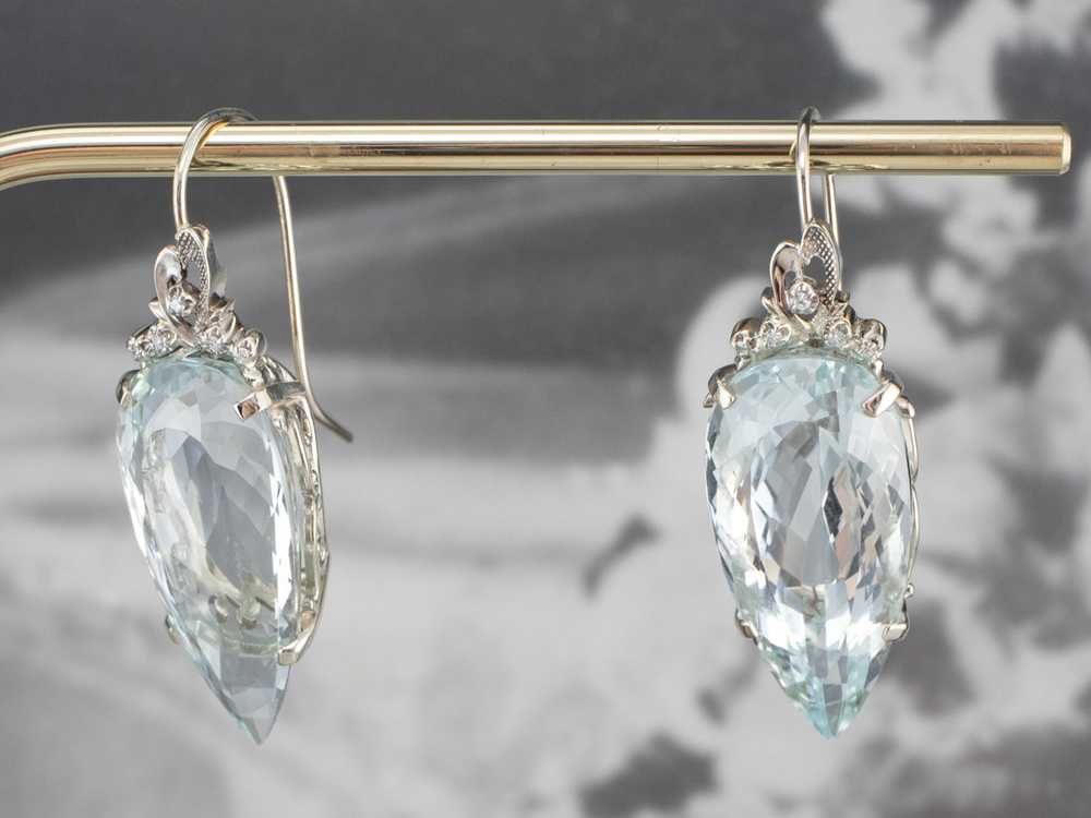 Bold Aquamarine and Diamond Drop Earrings - image 9