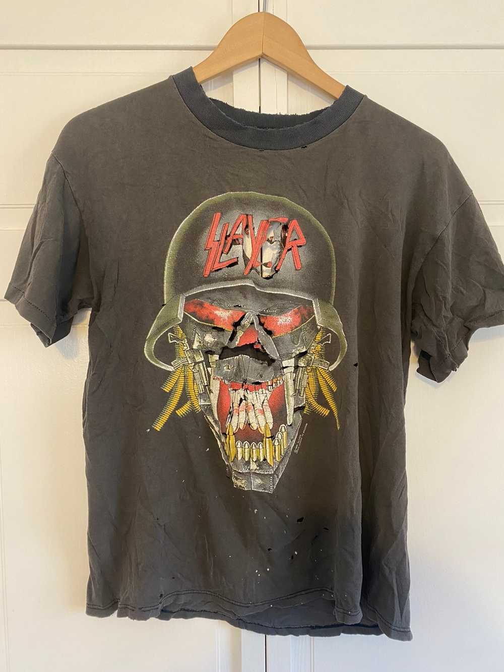 Slayer × Vintage Vintage Slayer T Shirt 1991 Tour Thr… - Gem