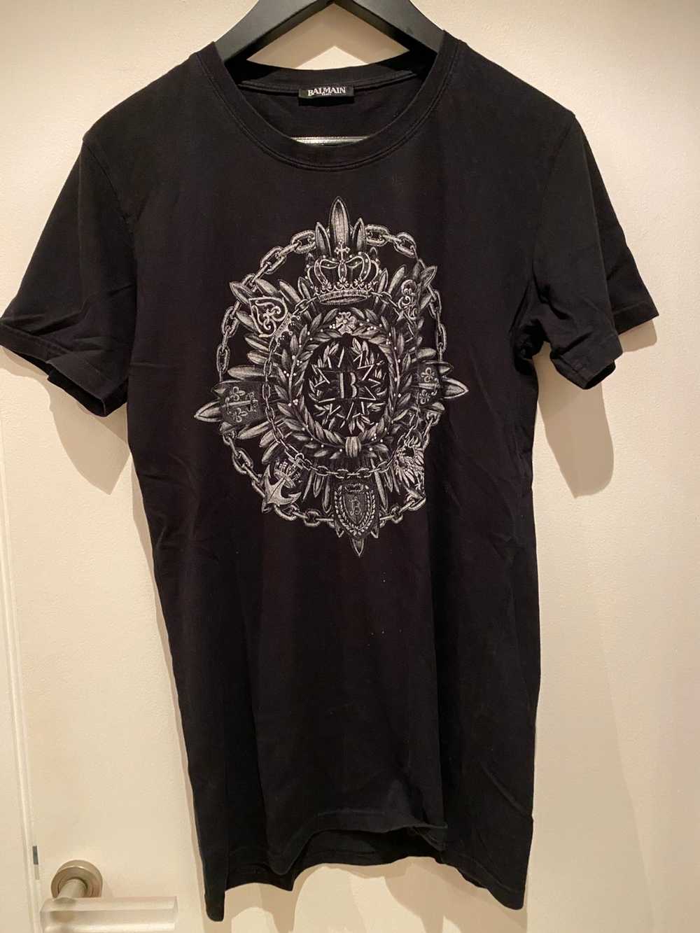 Balmain Black Monogram Flocked T-Shirt Balmain