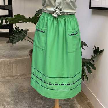 1970s Kelly Green Whale Novelty Skirt