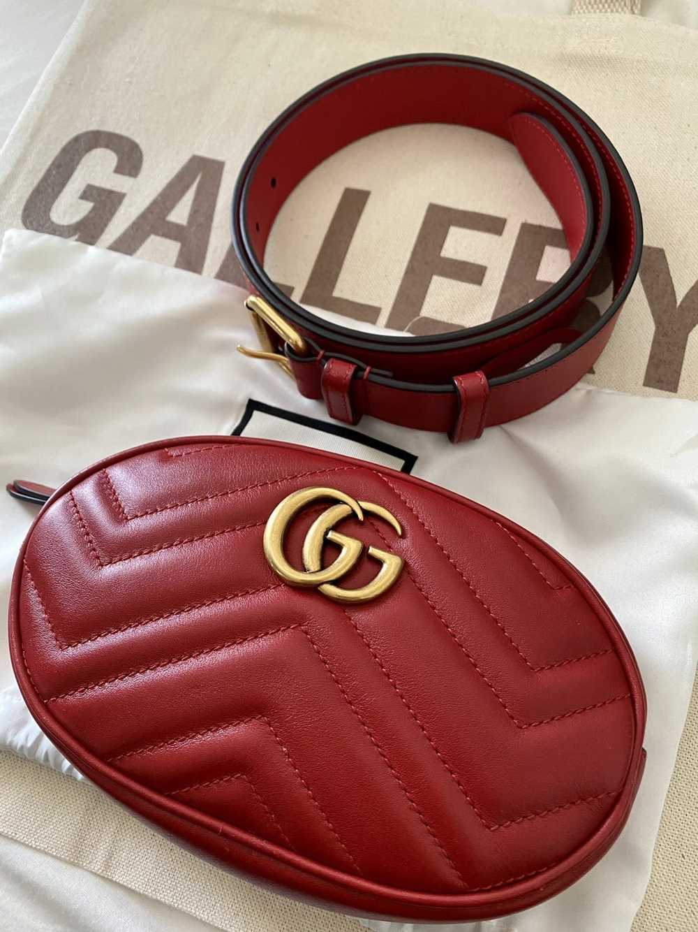 Gucci Gucci Red Quilted Leather GG Marmont Waist … - image 1