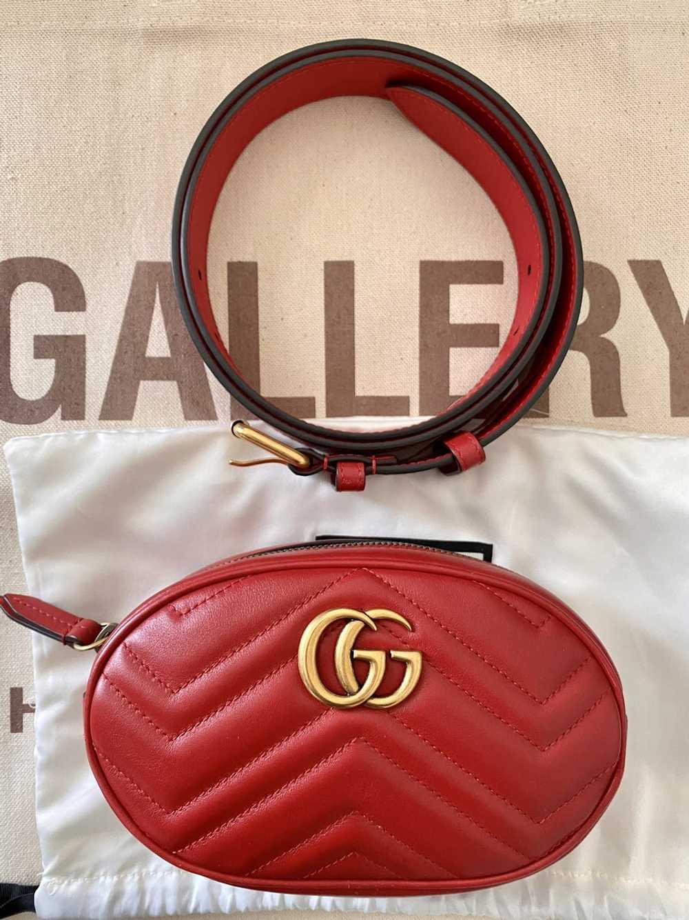 Gucci Gucci Red Quilted Leather GG Marmont Waist … - image 2