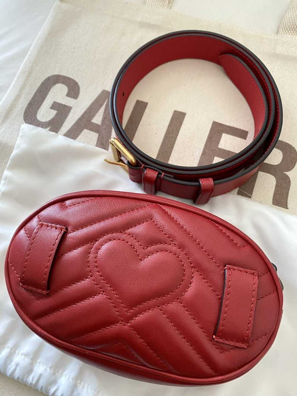 Gucci Gucci Red Quilted Leather GG Marmont Waist … - image 3
