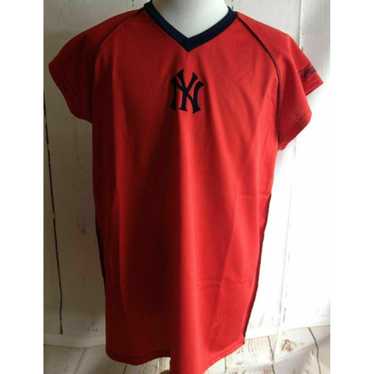 Vintage 1990s Majestic New York Yankees Jersey Red Blank Back MLB Baseball Uniform Size Large Made in USA (A6)