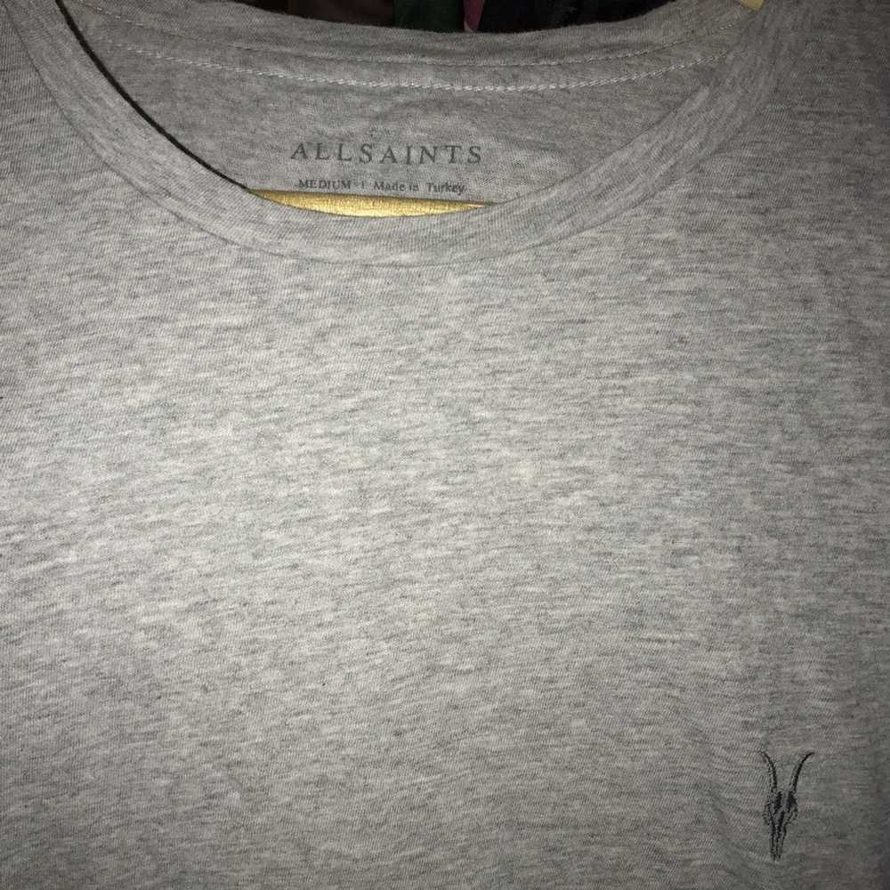 all saints mens grey t shirt