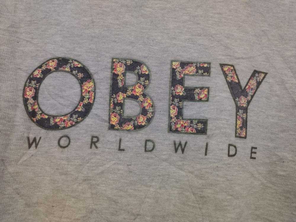 Obey Obey worldwide X sweatshirt flower logos - image 2