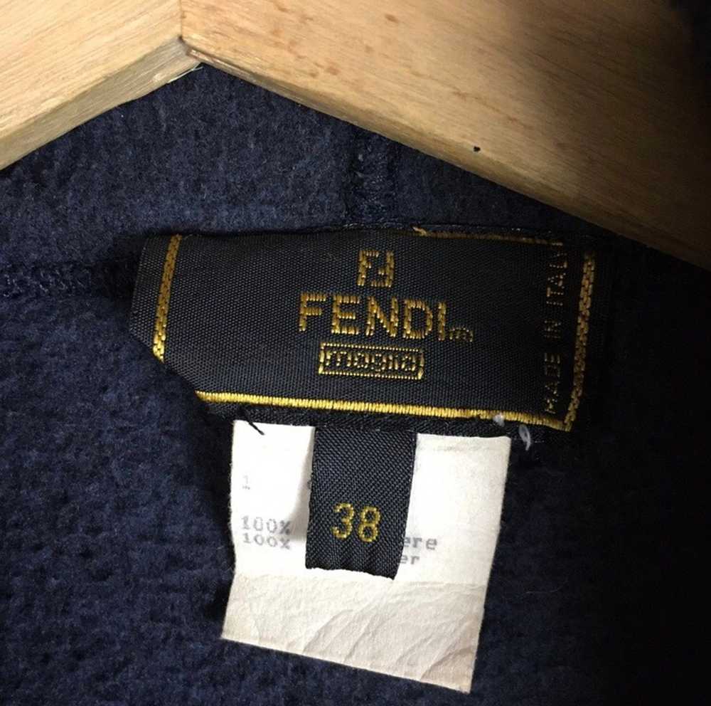 FENDI Vintage Navy Blue Tweed Wool & Silk Blend Genuine Fur
