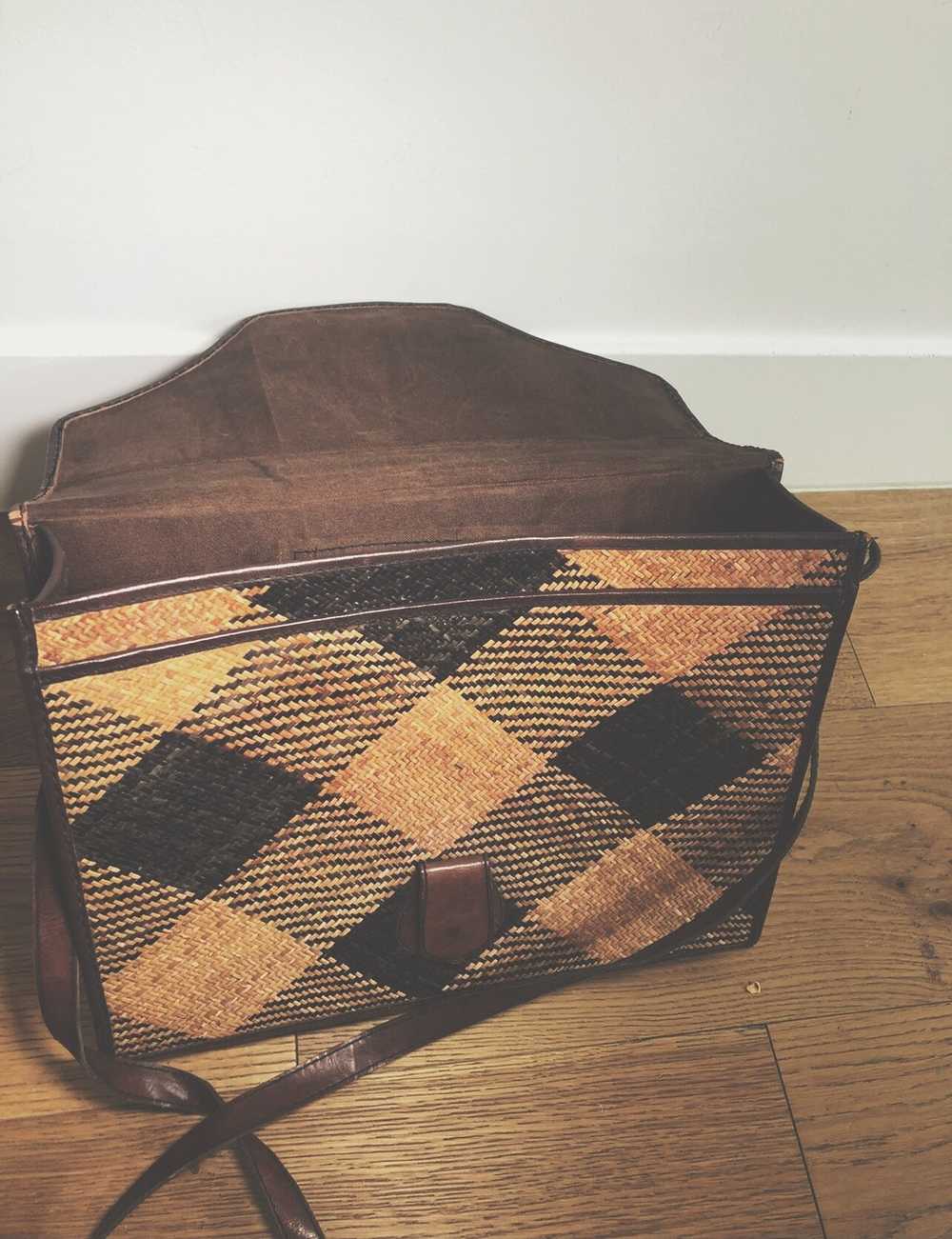 Woven Plaid Briefcase - image 4