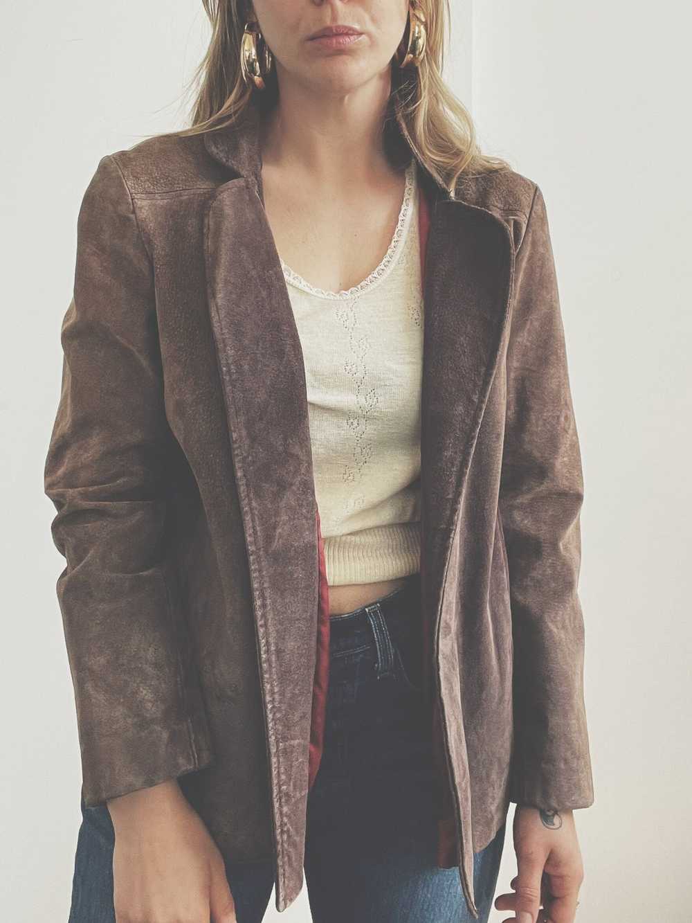 90s Chocolate Suede Jacket - image 1