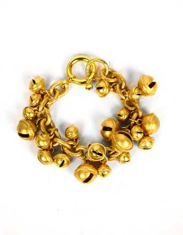 Chanel 1995 Iconic Vintage Gold CC Bell Charm Brac