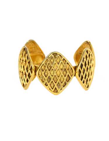 Chanel Vintage '90s Gold Quilted Medallion Cuff Br