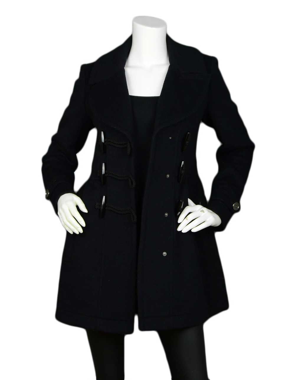 Burberry Black Wool Coat w/ Toggle sz 4 - image 2