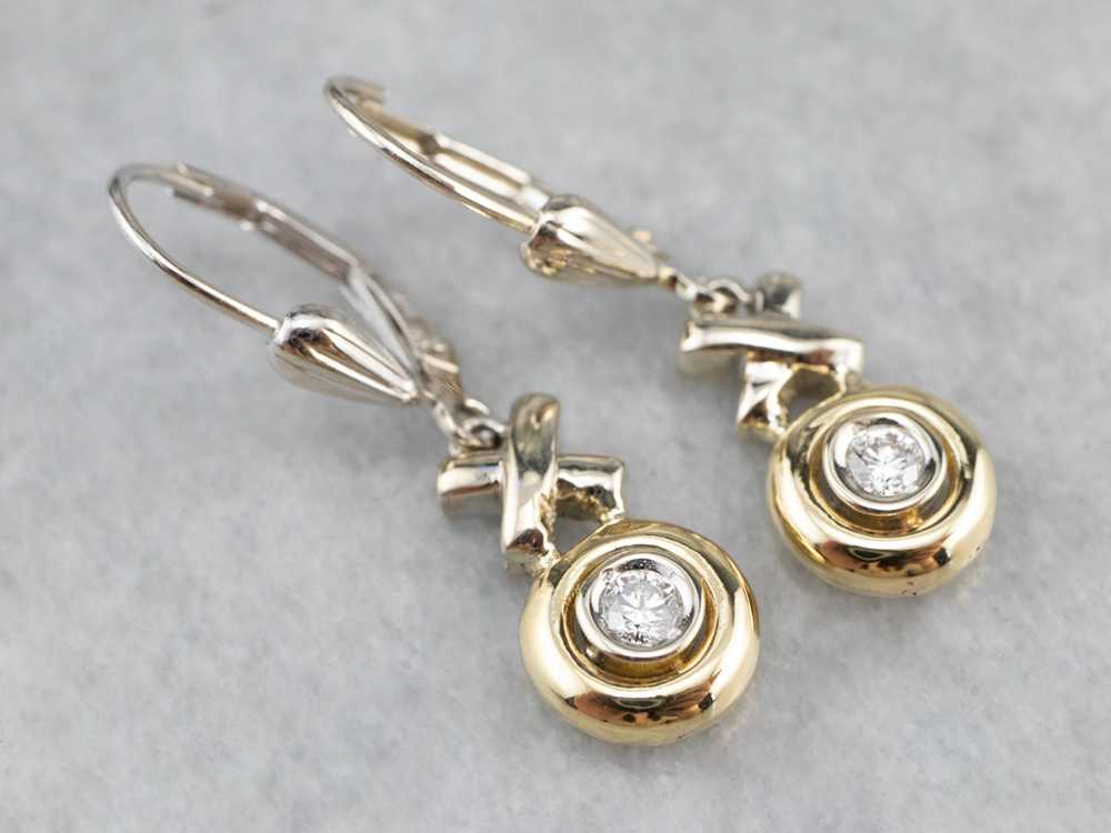 Diamond XO Gold Drop Earrings - image 1