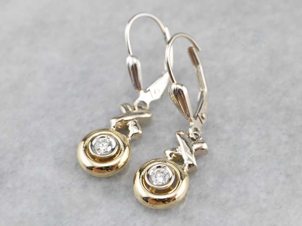 Diamond XO Gold Drop Earrings - image 3