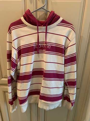 Supreme classic hot sale logo striped hoodie