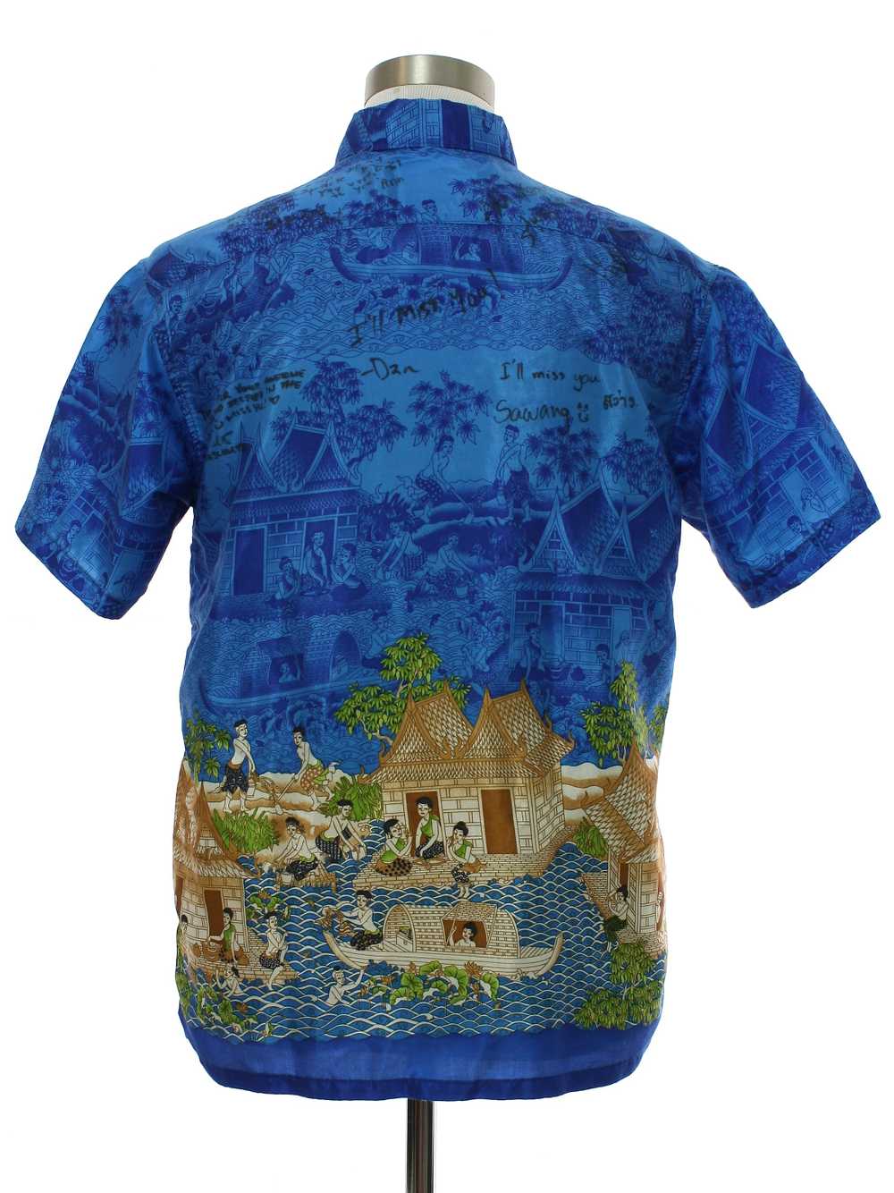 1980's Thai Silk Mens Asian Inspired Silk Shirt - image 3