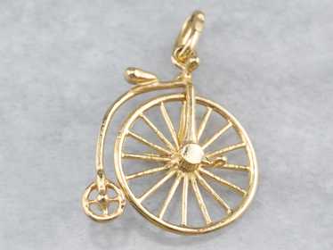 18K Gold Penny-farthing Moving Charm - image 1