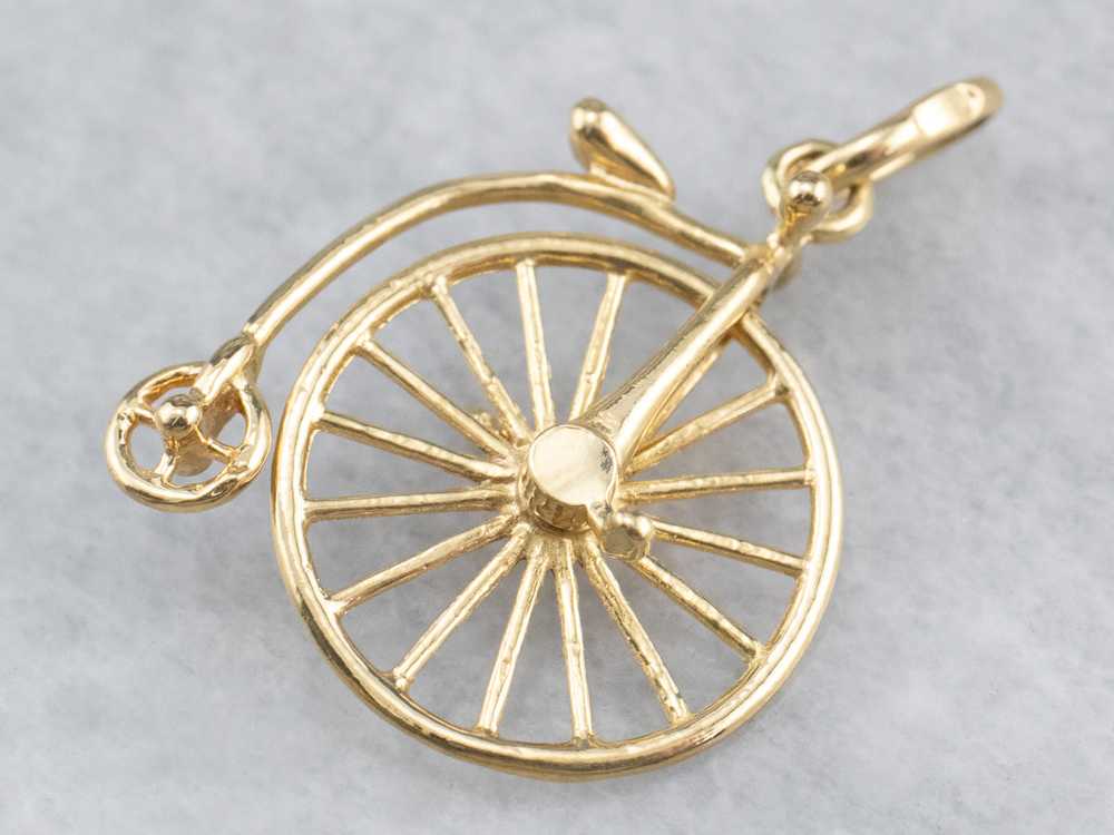 18K Gold Penny-farthing Moving Charm - image 2