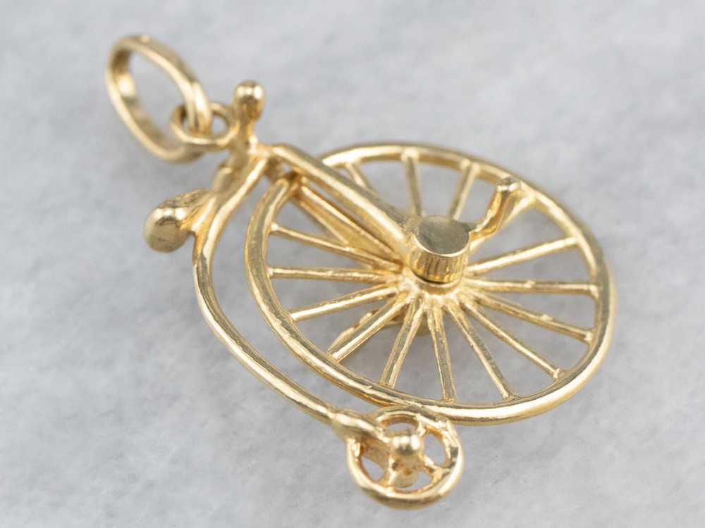 18K Gold Penny-farthing Moving Charm - image 3