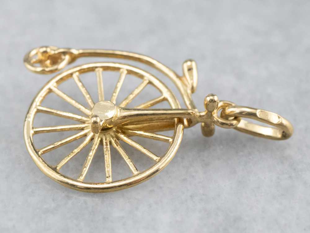 18K Gold Penny-farthing Moving Charm - image 4