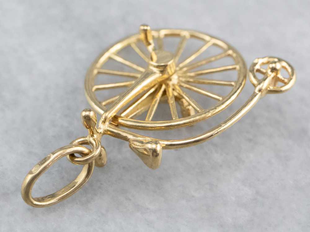 18K Gold Penny-farthing Moving Charm - image 5